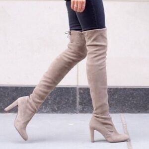 Stuart Weitzman over-the-knee Boots highland 8.5 beige tan neutral coquette